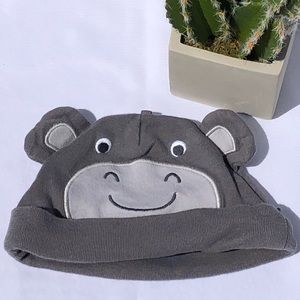 Baby boy hat 6M gray hippo